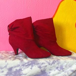 Retro Blood Red Suede Booties